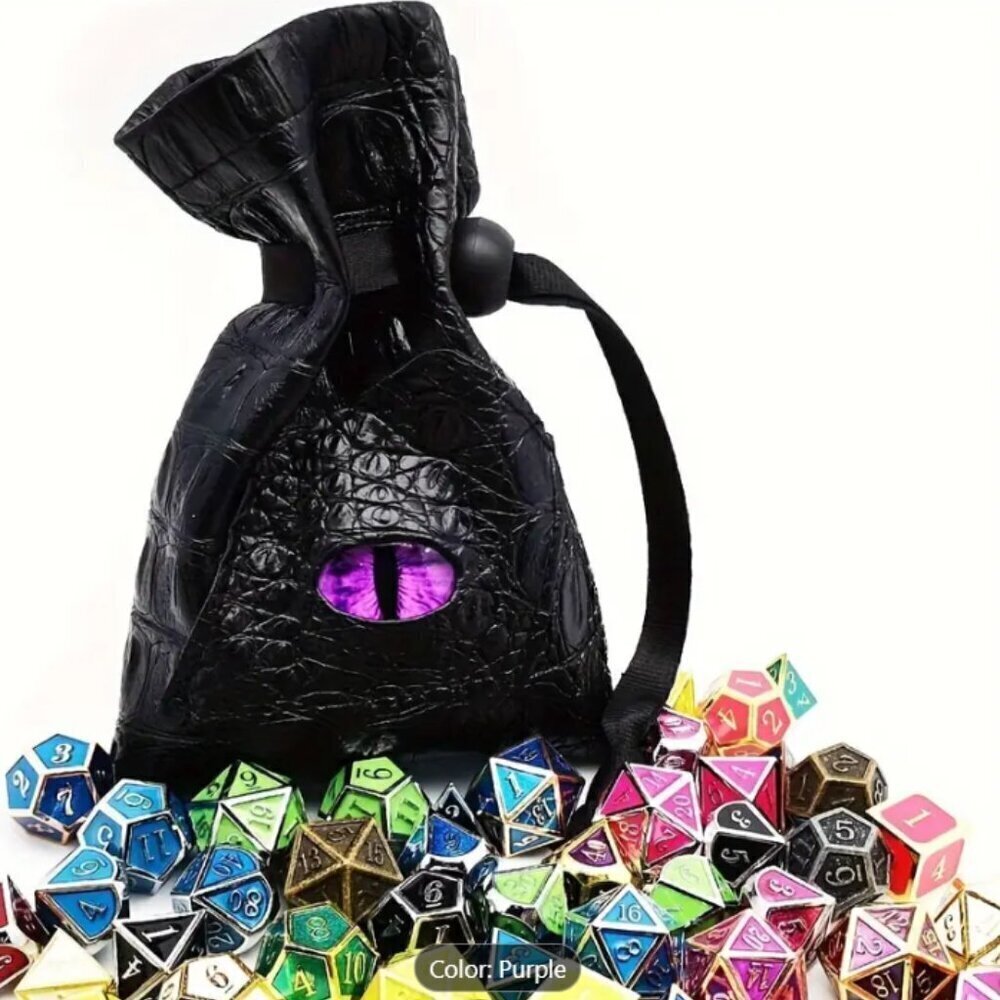 Dragon Eye Travel Dice Bag PU Leather Black Choose Eye Color
